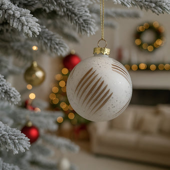 Glob Crăciun alb din sticlă