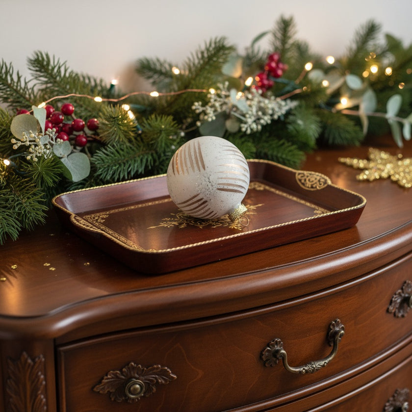 Glob Crăciun alb din sticlă