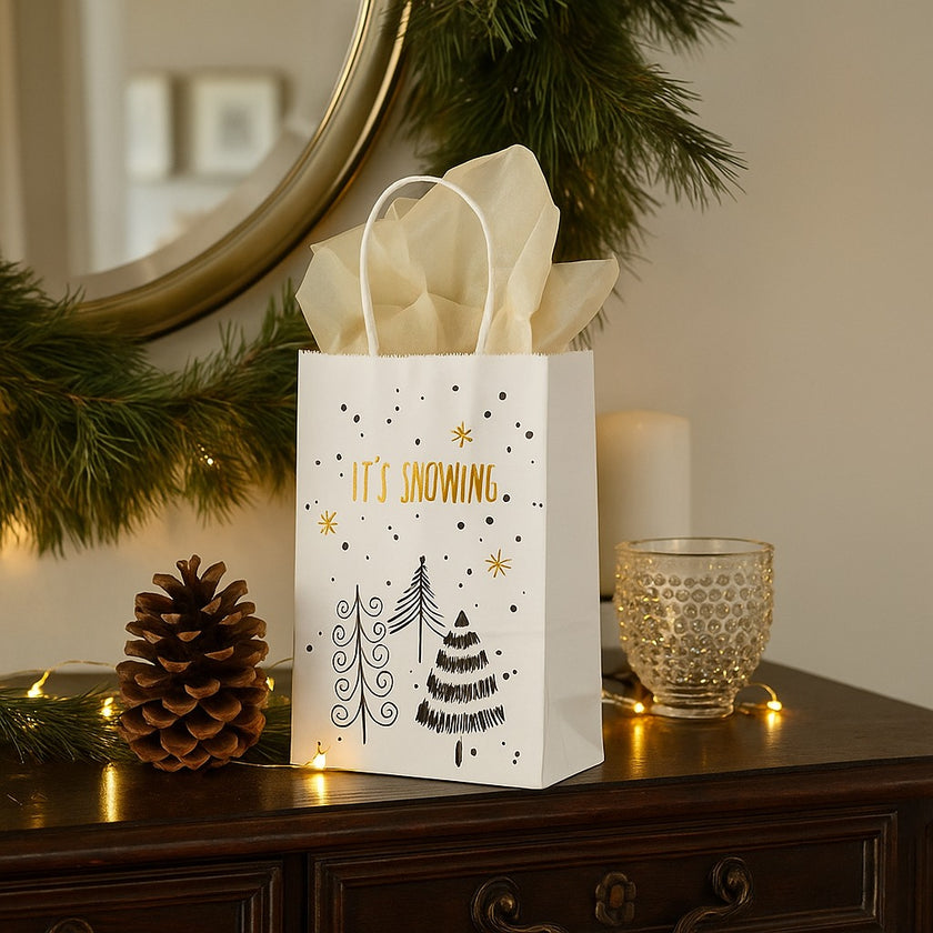 Pungă cadou Crăciun cu brazi