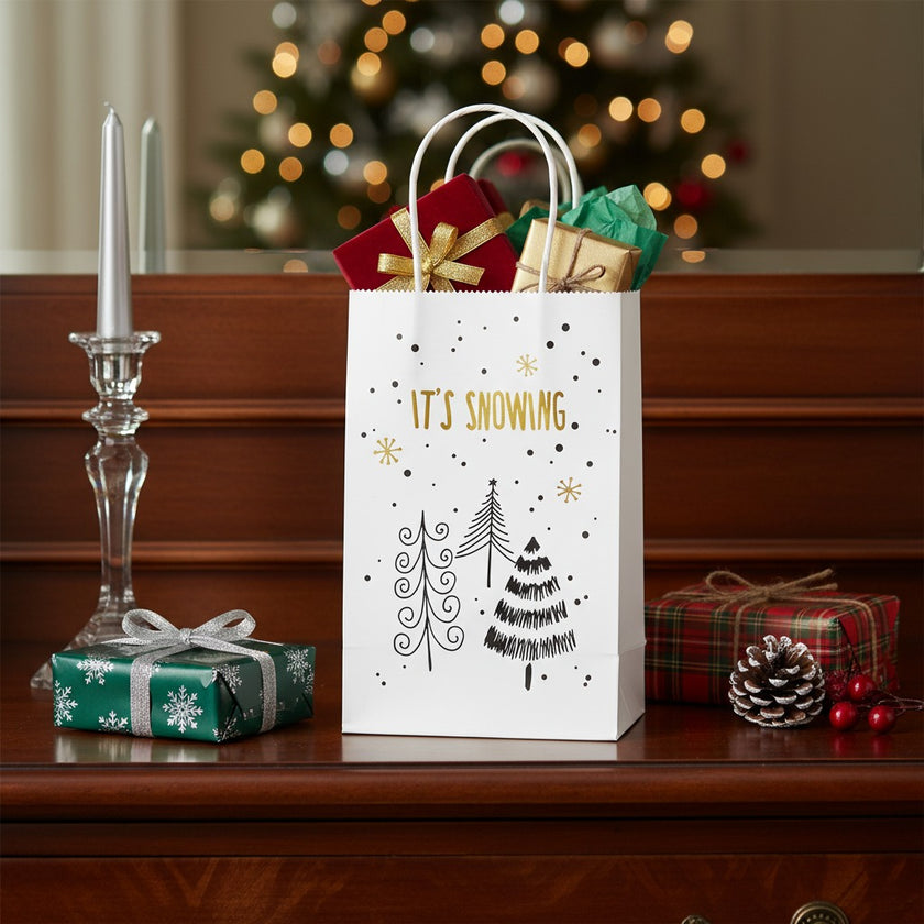 Pungă cadou Crăciun cu brazi