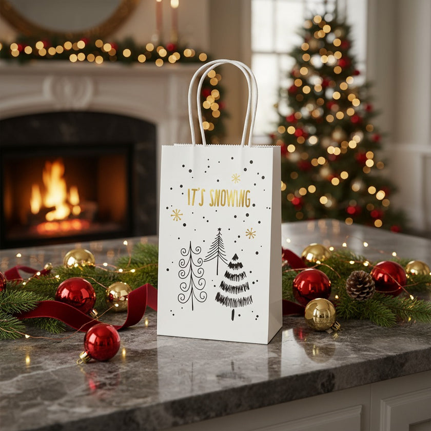 Pungă cadou Crăciun cu brazi