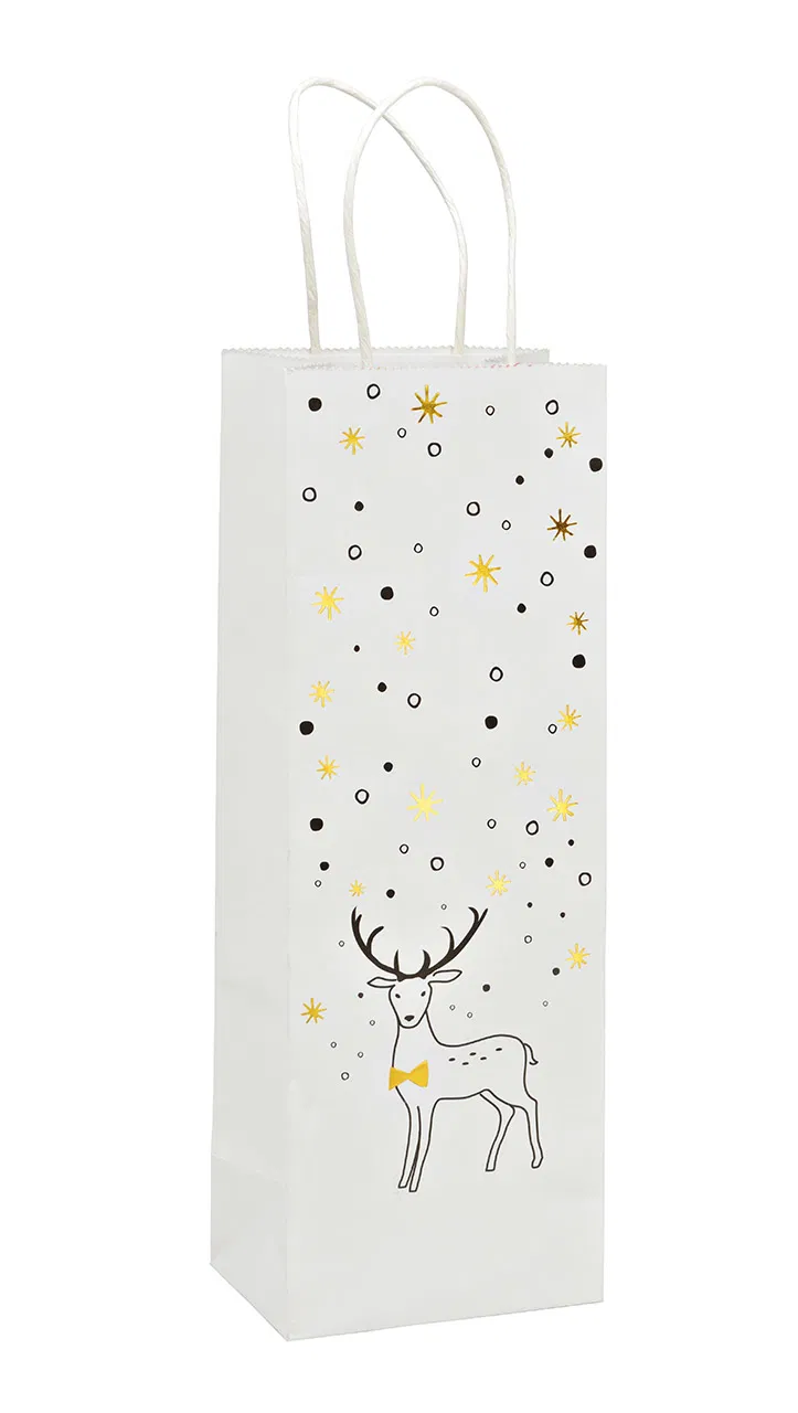 Pungă cadou cu ren pentru sticlă