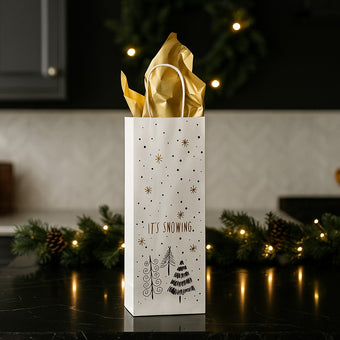 Pungă cadou cu brazi pentru sticlă