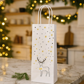 Pungă cadou cu ren pentru sticlă