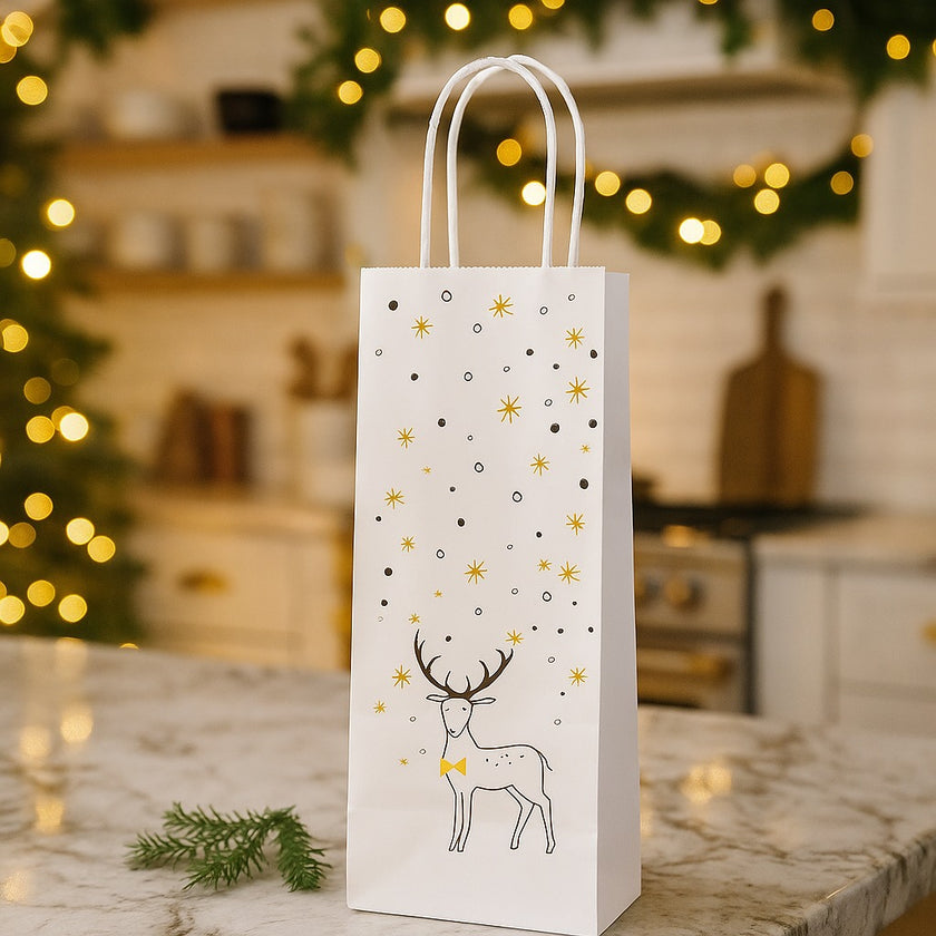 Pungă cadou cu ren pentru sticlă