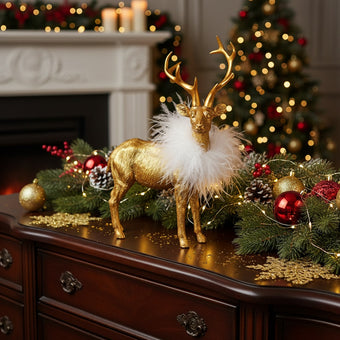 Ren decorativ auriu Crăciun
