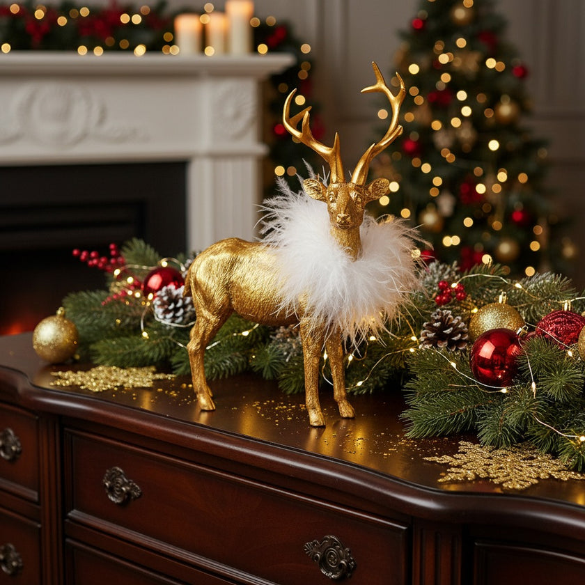 Ren decorativ auriu Crăciun