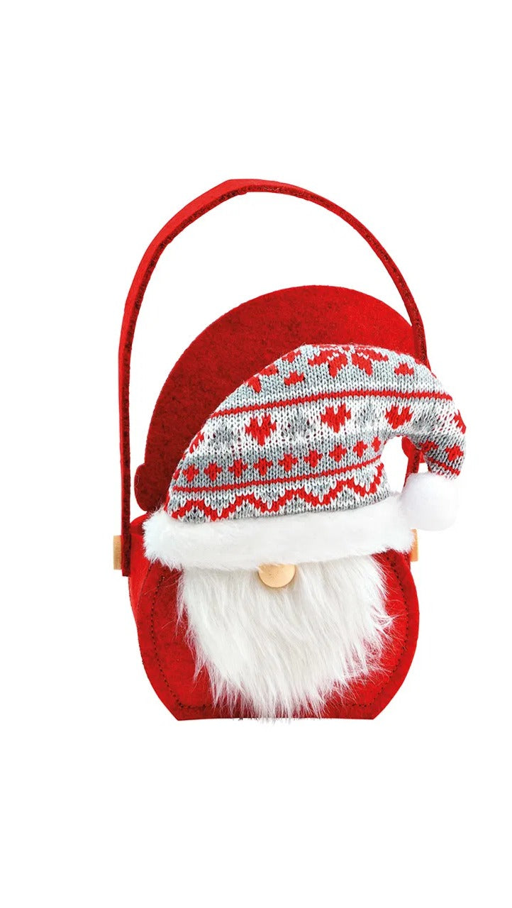 Sacoșă cadou din pâslă roșie Moș Crăciun