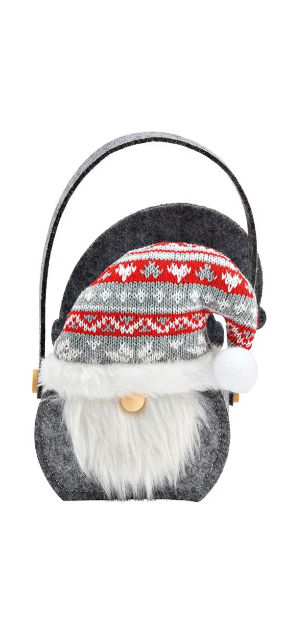 Sacoșă cadou din pâslă gri Moș Crăciun