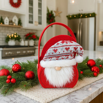 Sacoșă cadou din pâslă roșie Moș Crăciun