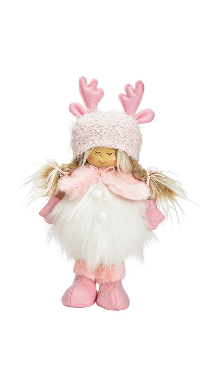 Figurină decorativă roz fetiță cu blăniță 31cm