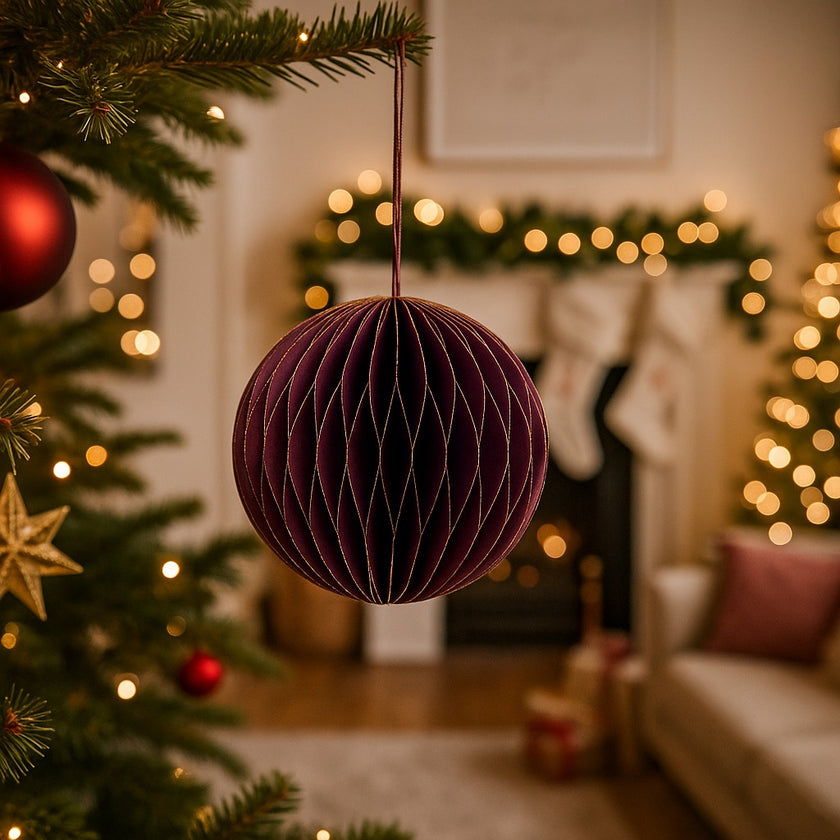 Glob Crăciun din hârtie fagure 13cm
