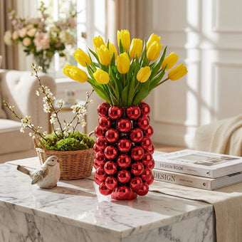 Vază bubble roșie din porțelan 24cm