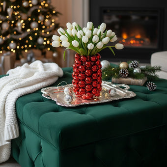 Vază bubble roșie din porțelan 24cm