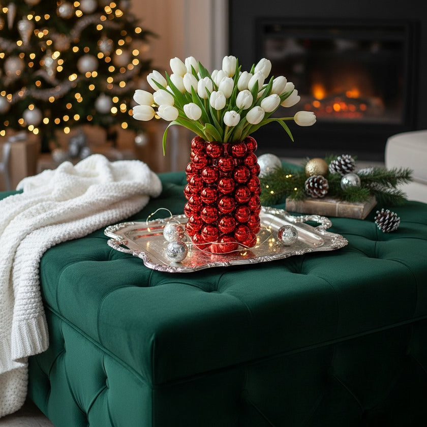 Vază bubble roșie din porțelan 24cm