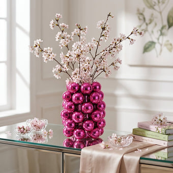 Vază bubble roz din porțelan 17cm