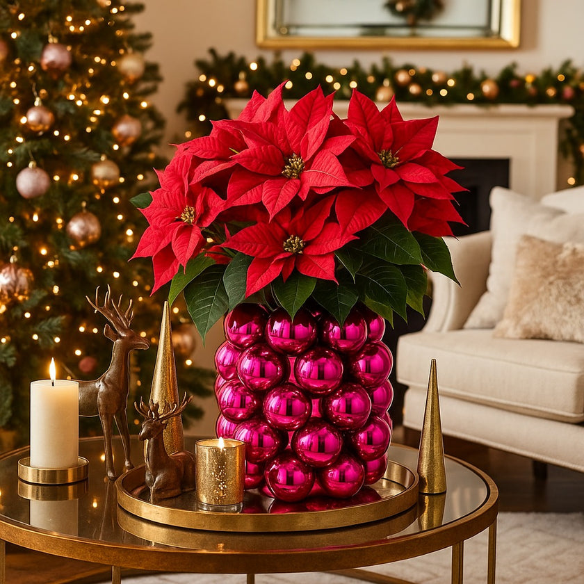 Vază bubble roz din porțelan 17cm