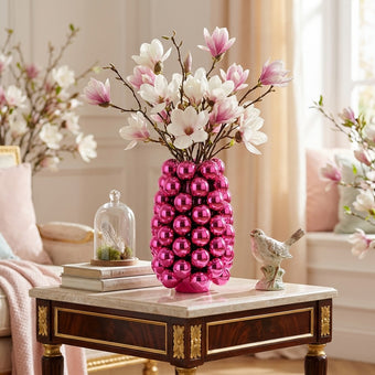 Vază bubble roz din porțelan 24cm