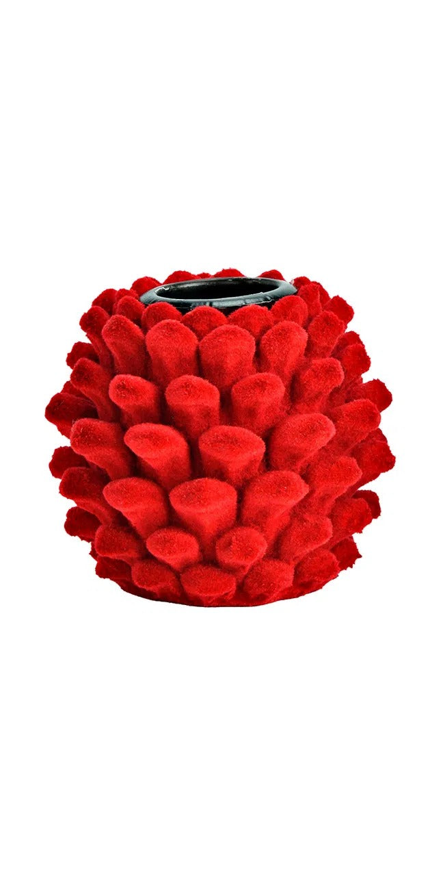 Suport lumânare roșu din catifea