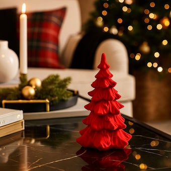 Brad decorativ roșu din catifea 17cm