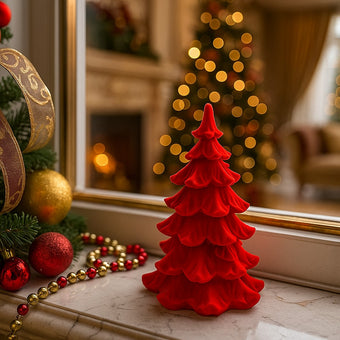 Brad decorativ roșu din catifea 17cm