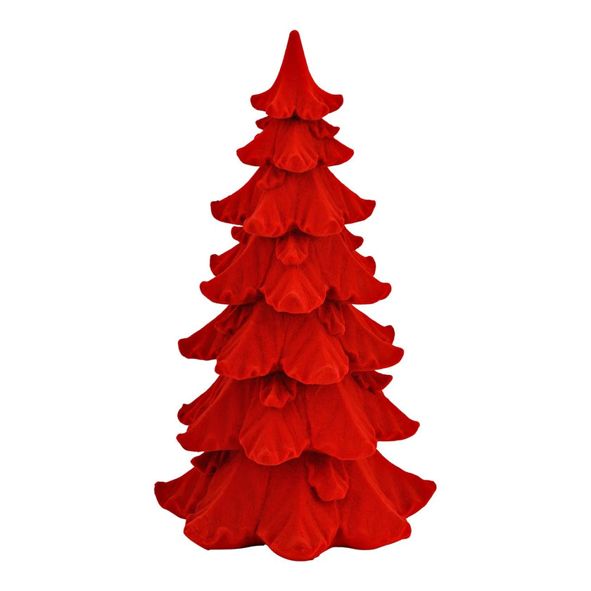 Brad decorativ roșu din catifea 27cm