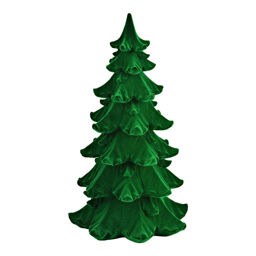 Brad decorativ verde din catifea 27cm