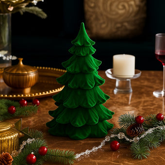 Brad decorativ verde din catifea 27cm