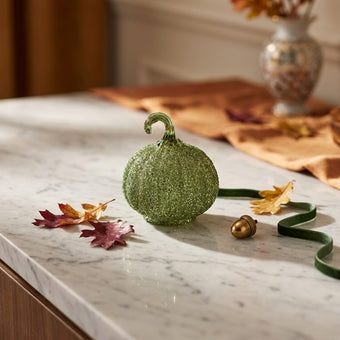 Dovleac decorativ din sticlă verde 12cm