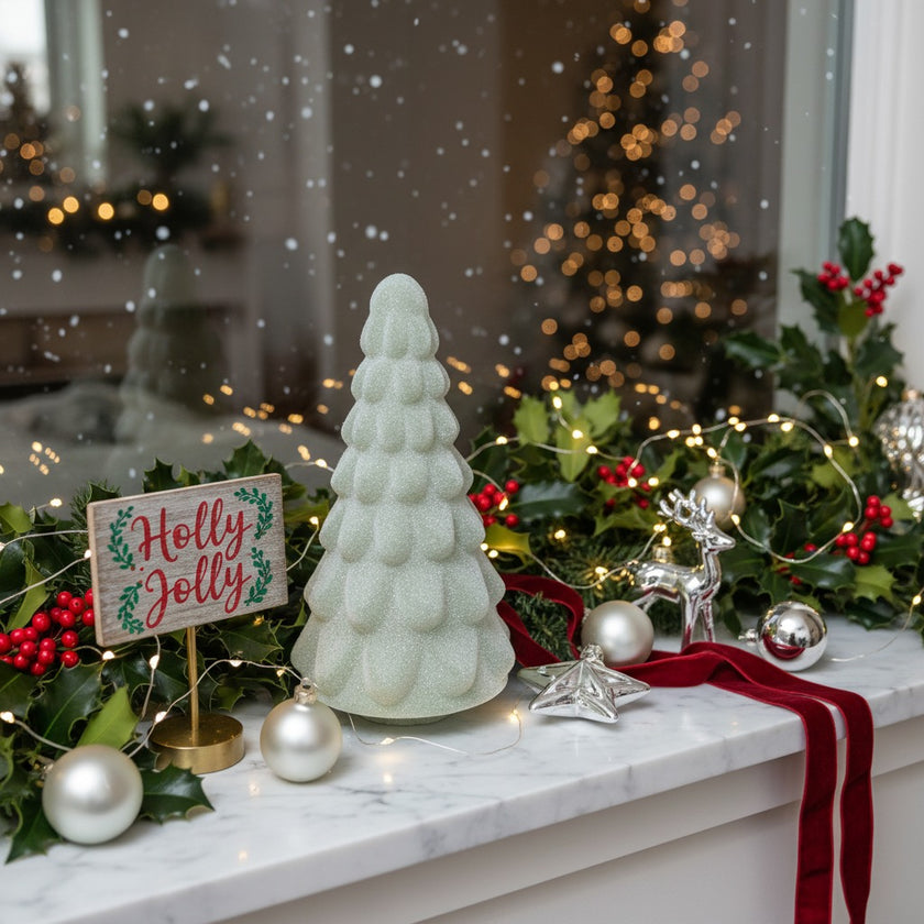 Brad decorativ catifelat din sticlă