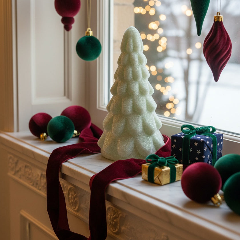 Brad decorativ catifelat din sticlă