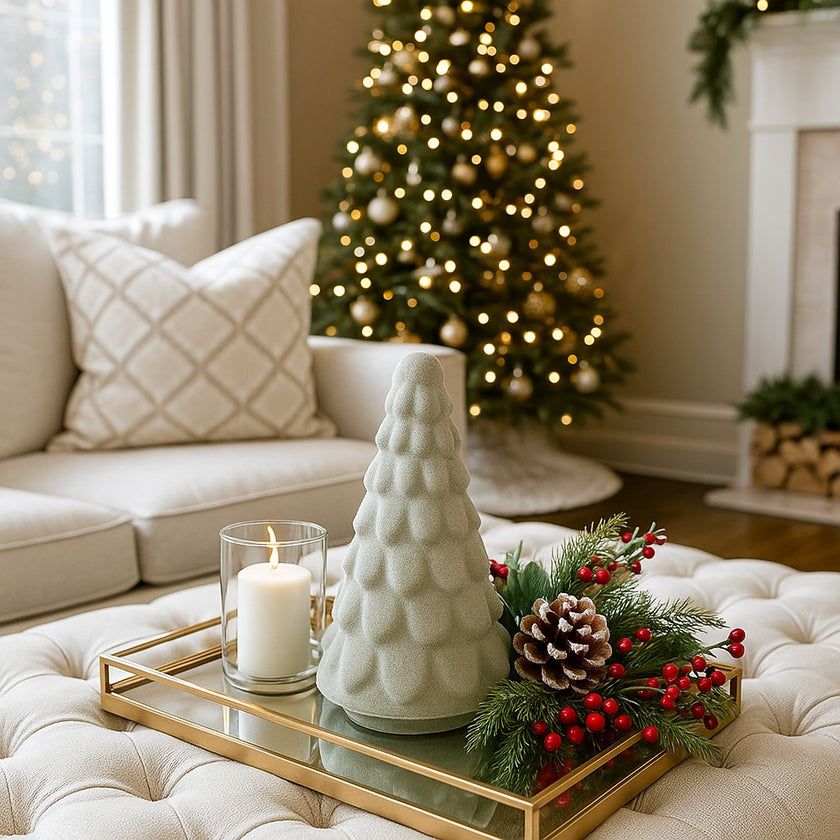 Brad decorativ catifelat din sticlă