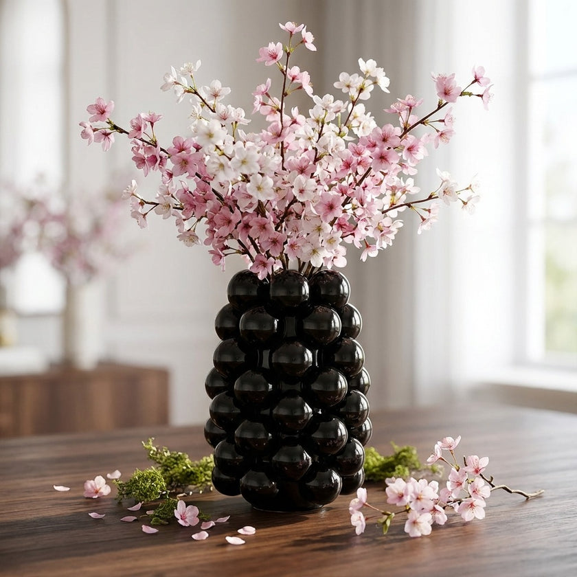 Vază bubble neagră din porțelan 24cm