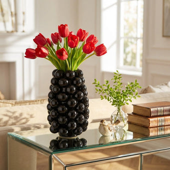 Vază bubble neagră din porțelan 24cm