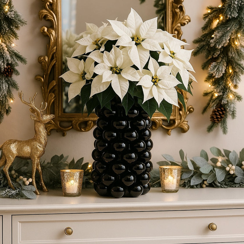 Vază bubble neagră din porțelan 24cm