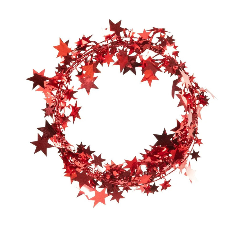 Ghirlandă decorativă roșie cu stele
