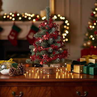 Ghirlandă decorativă roșie cu stele