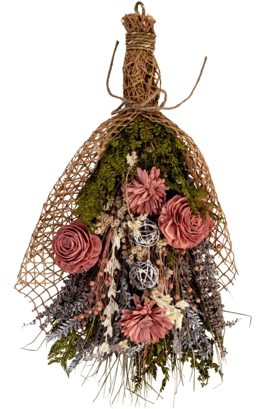 Buchet decorativ cu flori uscate 55cm