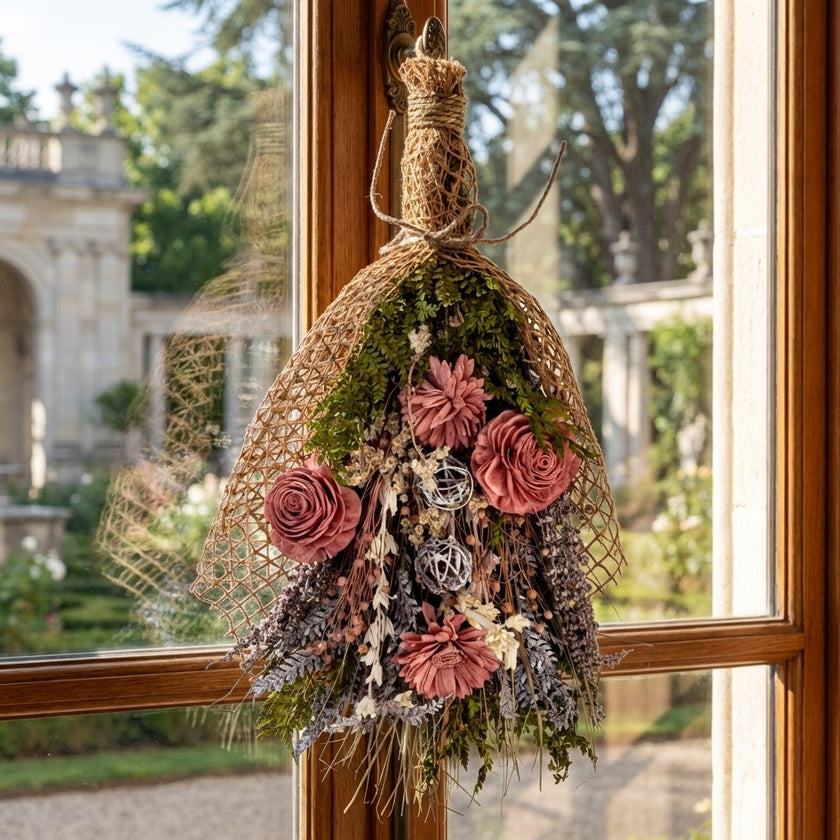 Buchet decorativ cu flori uscate 55cm