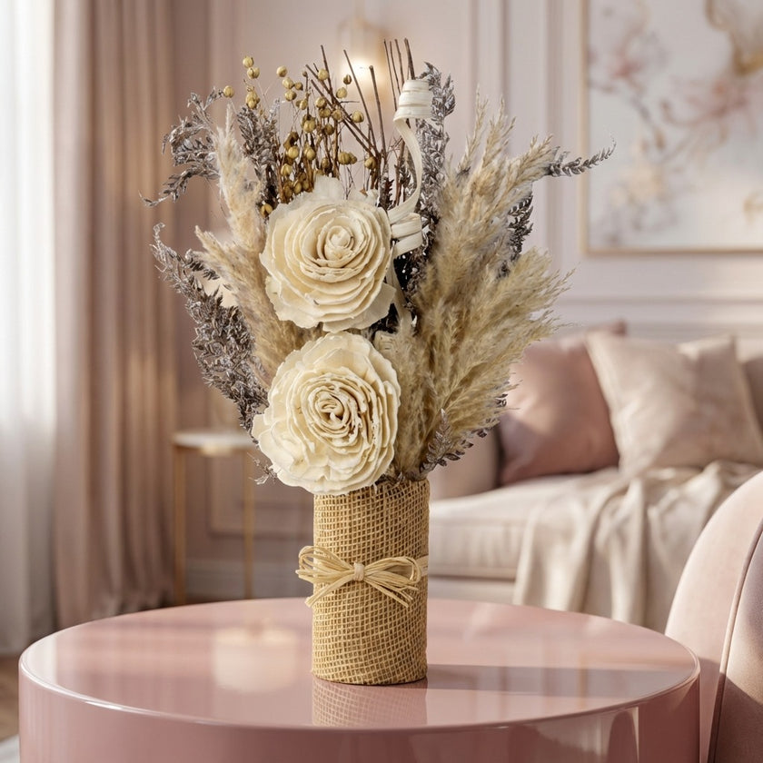Aranjament decorativ cu flori uscate 36cm