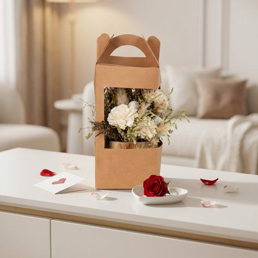 Aranjament decorativ cu flori uscate 37cm