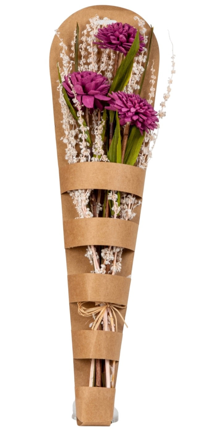 Buchet decorativ cu flori uscate mov