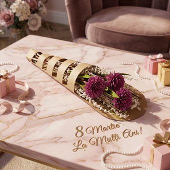 Buchet decorativ cu flori uscate mov