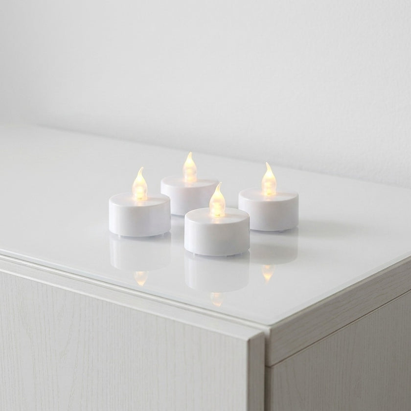 Set 4 lumânări pastilă LED 3cm