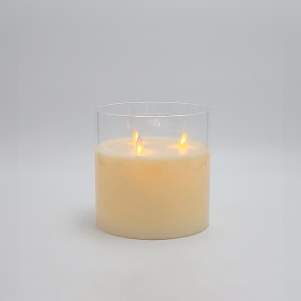 Lumânare decorativă cu 3 flăcări LED 15cm