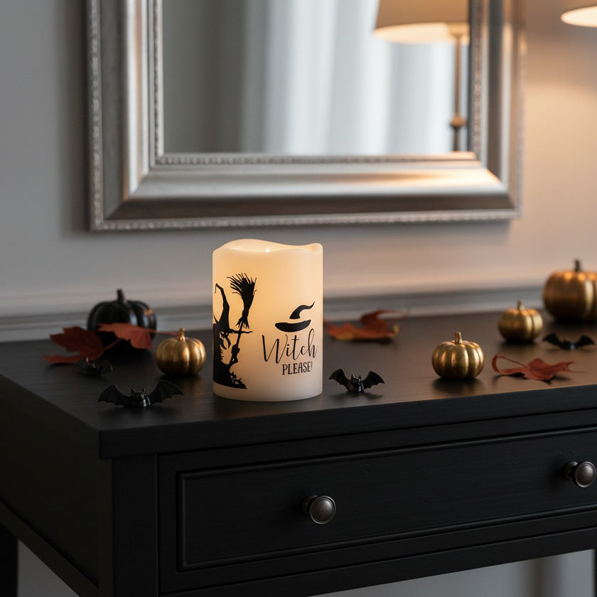 Lumânare Halloween cu flacără mișcătoare LED 10cm