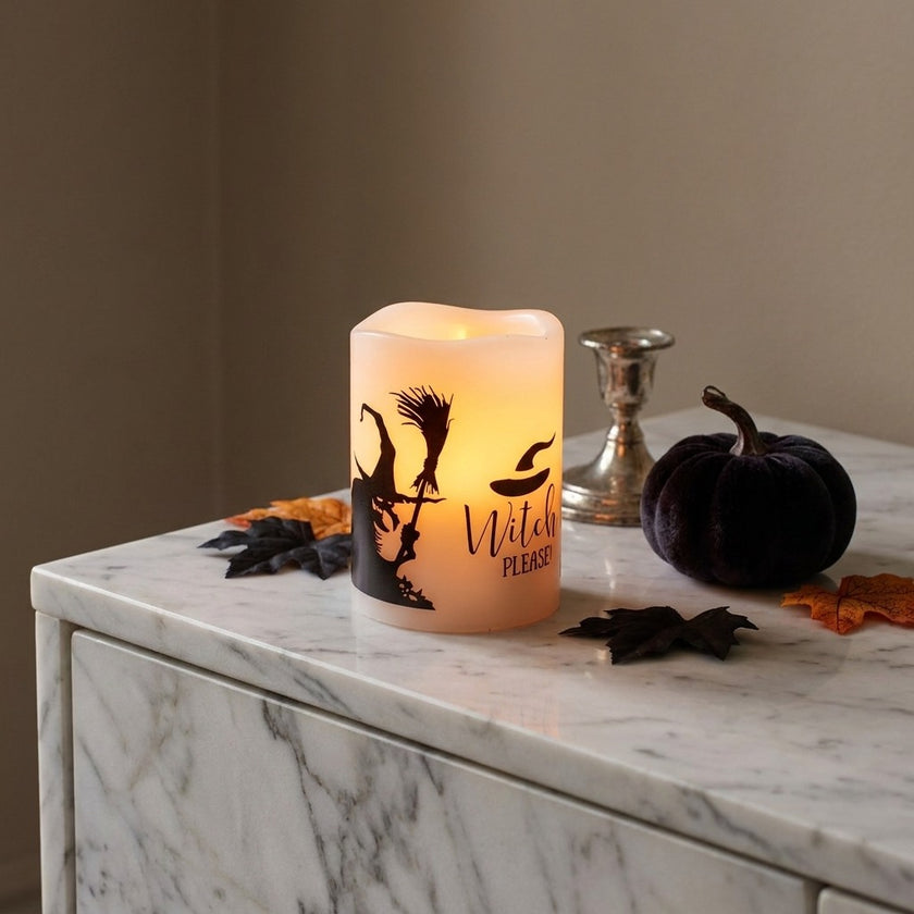 Lumânare Halloween cu flacără mișcătoare LED 10cm
