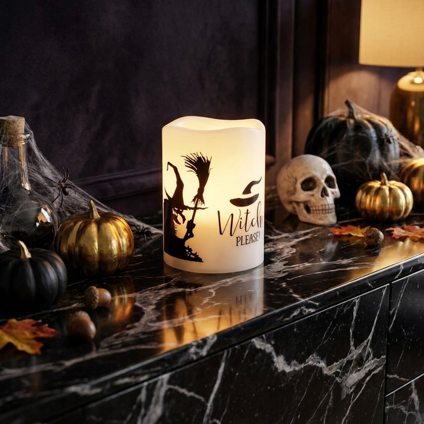 Lumânare Halloween cu flacără mișcătoare LED 10cm