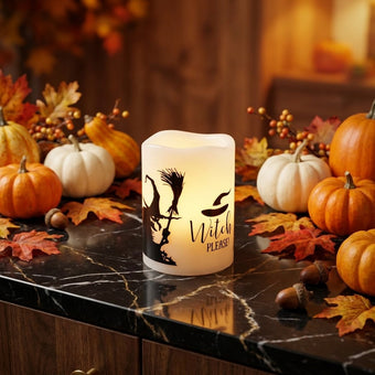 Lumânare Halloween cu flacără mișcătoare LED 10cm