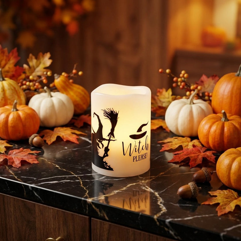 Lumânare Halloween cu flacără mișcătoare LED 10cm